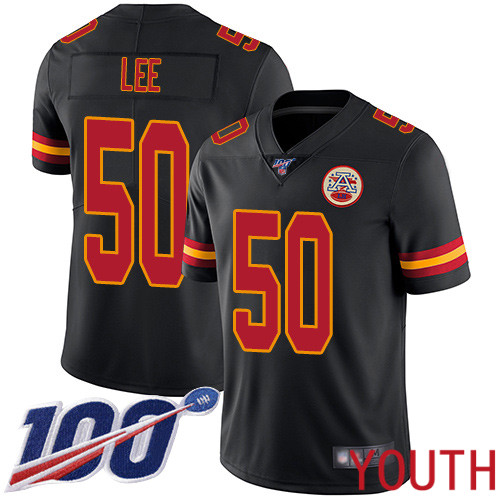 Youth Kansas City Chiefs #50 Lee Darron Limited Black Rush Vapor Untouchable 100th Season Nike NFL Jersey